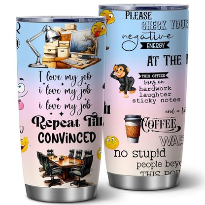 20oz I Love My Job Funny Office Humor Stainless Steel Tumbler with Lid - color: I Love My Job
