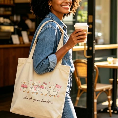 Motivation Canvas Tote Bag for Women Shopping Work Travel with Inner Pocket - color: Beige 11
