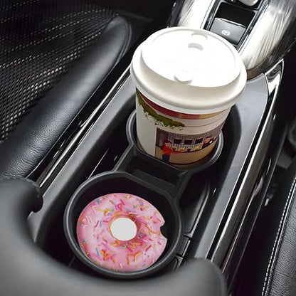 Colorful Donut Pink Car Cup Holder Coasters 2 Pack 2.63" for Women - color: Pink