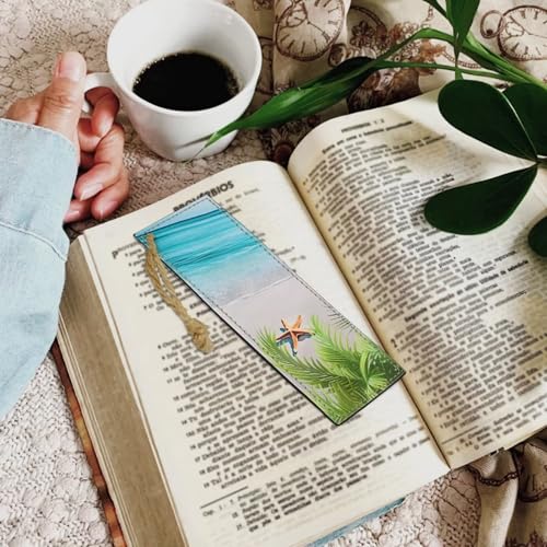 Beach Starfish Bookmarks for Men Boy, Cool Bookmarks Book Marks for Book Lovers Adults Kids Set of 2 - color: Beach Starfish-1