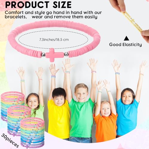 Landical 30/50/100 Cross Bracelets Bulk Jesus Women - color: Pastel