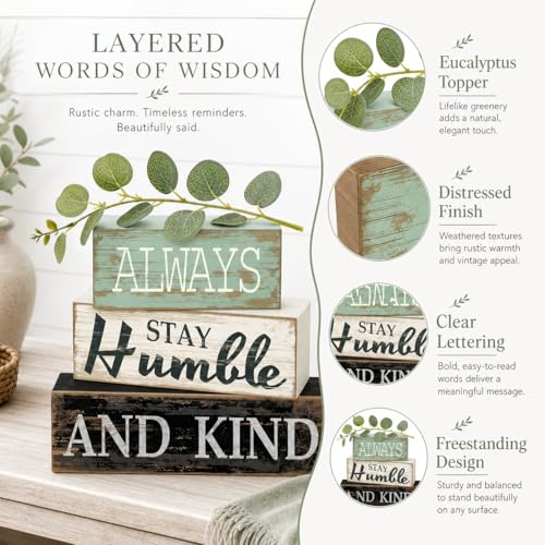 4pcs Farmhouse Table Decor, Always Stay Humble and Kind Inspirational Decor - style: Kind