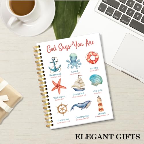 ERHACHAIJIA God Says I Am Bible Verse Spiral Notebook Gifts for Christian - color: White-blue-red