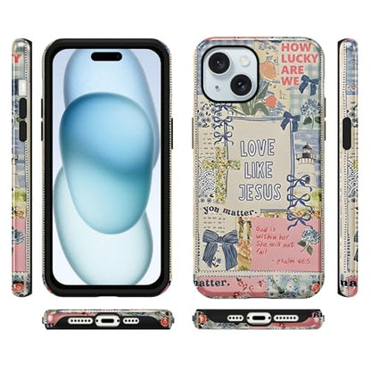 Cute Christian Bow Phone Case for iPhone 15 6.1'' - color: Bow bible verses collage, size: iPhone 15