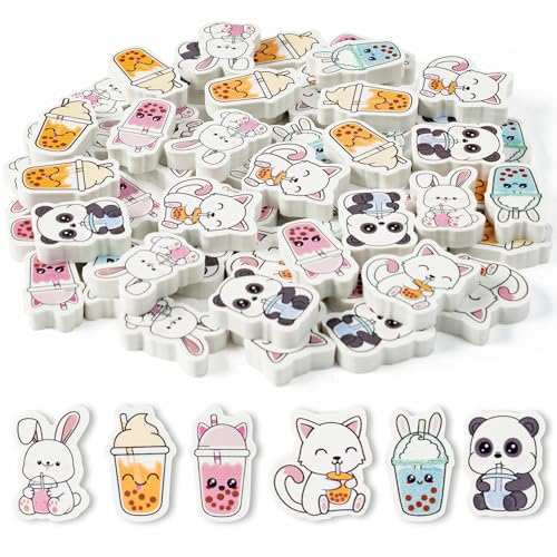 Bubble Tea Mini Erasers Bulk, 60Pcs Kawaii Boba Animal Pencil Eraser - style: Bubble Tea