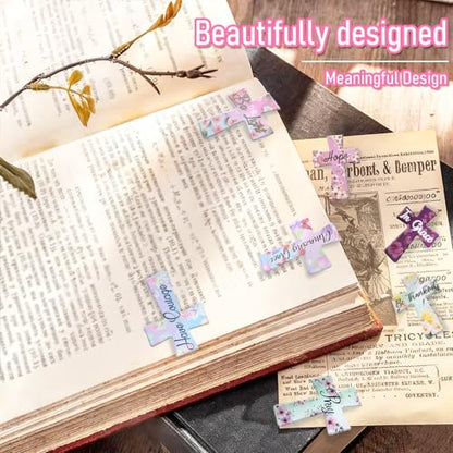 16Pcs Magnetic Bookmarks Christian, Magnetic Cross Bookmark Bible Page Markers Religious Bible Verses Bookmarks for Readers, Students, Teachers, Christian Gifts (B)
