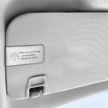 Matthew 19:26 Car Visor Clip, Christian Visor Clip for Women Men - color: Silver30
