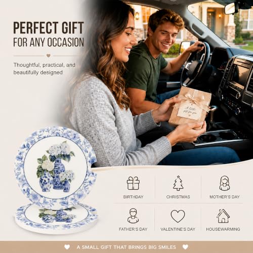 Car Coasters for Cup Holders, Blue and White Porcelain Car Coasters, B15 - color: Chinoiserie