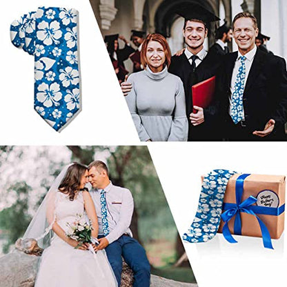 Men's Ties Novelty Tie Necktie for Men Teen Boys Multicolor Tie Party Holiday Thanksgiving Christmas - color: Hibiscus Flowers Blue