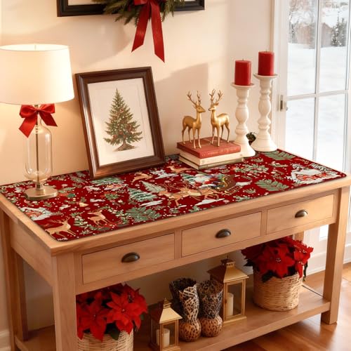 iCasso Christmas Desk Mat, Winter Forest Large Mouse Pad,Red - color: 1-a-red