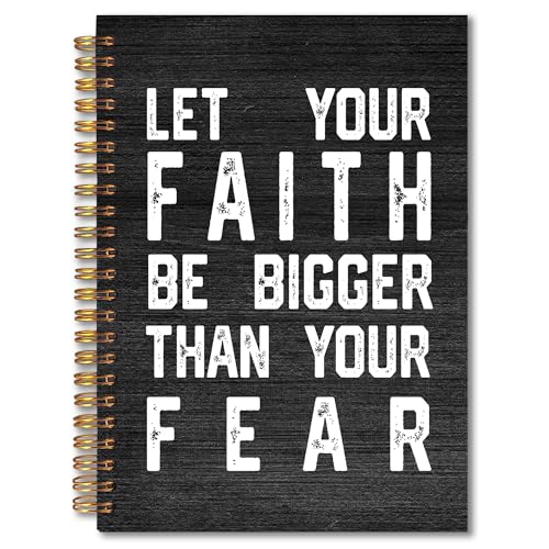 Christian Spiral Notebook 5.5x8.3, Inspirational Bible Scripture Journal for Women, Let Your Faith Be Bigger Than Your Fear Notebook for Note Taking, Christian Office Supplies - color: whtie-notebook-christian 10