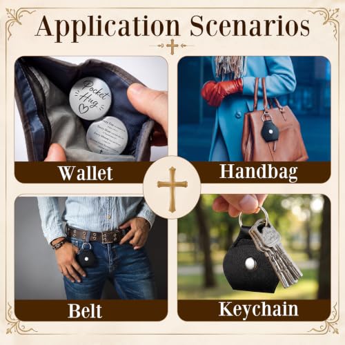 Dansydaisy 18 Set Pocket Hug Token Christian Gifts with PU Leather Keychain for Motivational Faith Party Scripture Gift - style: Every Day