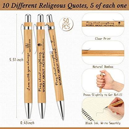 Kosiz 100 Pcs/ 50 Set Christian Gift Bulk Spiral Notebook and Pen, Brown - color: Brown