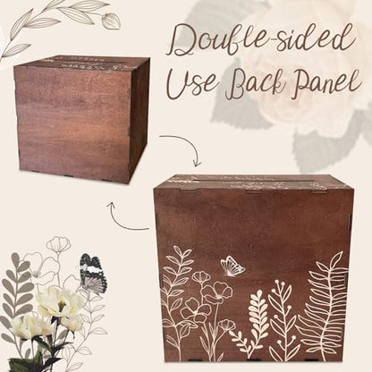 Wooden Wedding Card Box for Reception, Gift Card Box for Wedding, Brown