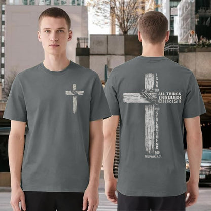 Christian Shirts for Mens Cross Jesus Graphic Tees - color: Dark Gray, size: Large