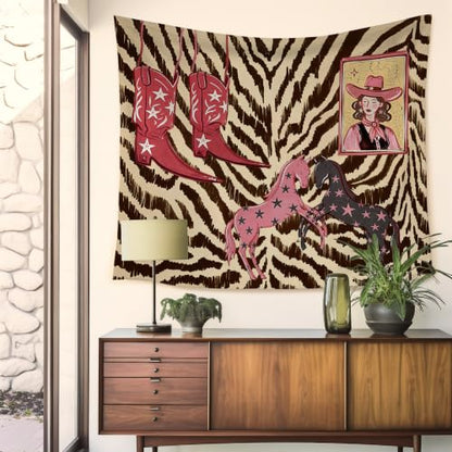 HUGANE Western Cowgirl Tapestry Wall Decor 50x60 Inch - color: Colour-08
