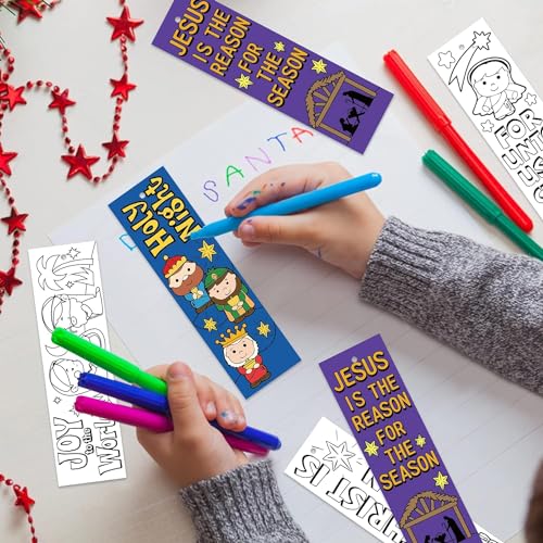 Haooryx Nativity Color Your Own Bookmark Religious DIY Coloring Bookmarks - style: Christmas Nativity
