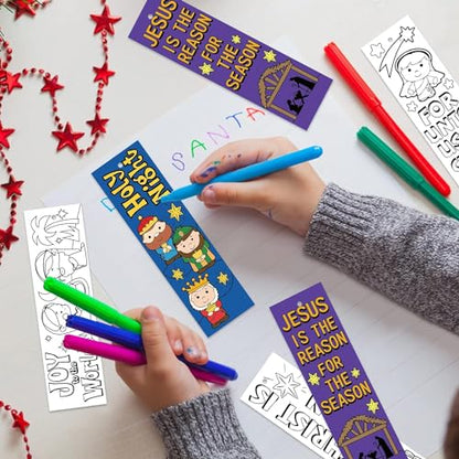 Haooryx Nativity Color Your Own Bookmark Religious DIY Coloring Bookmarks - style: Christmas Nativity