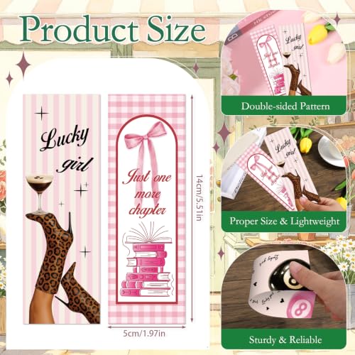 100 Pcs Pink Book Lover Bookmark Gifts Book Marks for Reading - color: Pink Book Lover