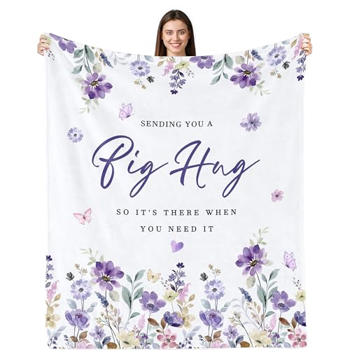 Get Well Gifts for Women, Inspirational Gifts for Women, Thinking of You Gifts After Surgery, Feel Better/Sympathy Gifts for Cancer Care, Hug/Healing Throw Blanket 50"x60" - color: Purple-hug, size: 50*60