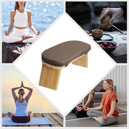 Folding Meditation Bench, Bamboo Squat Chair Prayer Kneeler Seiza Chair