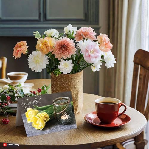Candle and Flowers KJV Sympathy Card, 1 Count - color: Candle and Yellow Flowers