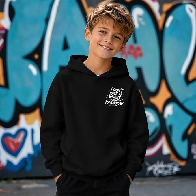 Boys Christian Inspirational Faith Graphic Pullover Hoodie - color: Black, size: 5-6 Years