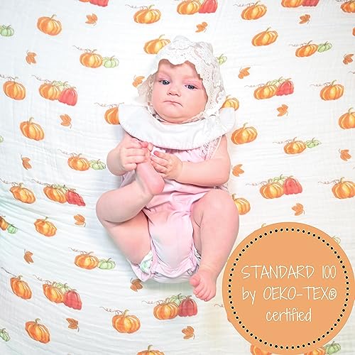 LollyBanks Muslin Swaddle Blanket, 47 x 47 in, Newborn Receiving Blanket - color: Pumpkin'pie