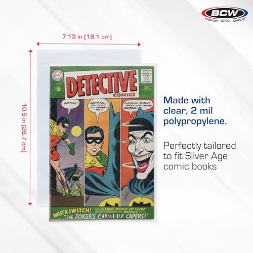 BCW Silver Age Comic Bags, 7 1/8 x 10 1/2 Inches, Acid-Free, 200 Count - size: 200 Pack