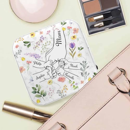 Artsadd Custom Mothers Day Birthday Gifts for Mom Grandma, Personalized Jewelry Box with Kids Name, Portable Small Travel Jewelry Organizer Case, Mom Gifts from Daughter Son, Grandma Gifts - color: Mother-1