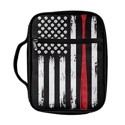 Suobstales Baseball American Flag Bible Covers for Women Men Bible Case Bible Bag Tote Book Carrying Case Bible Accessories with Handle and Zippered Pocket - color: Baseball American Flag