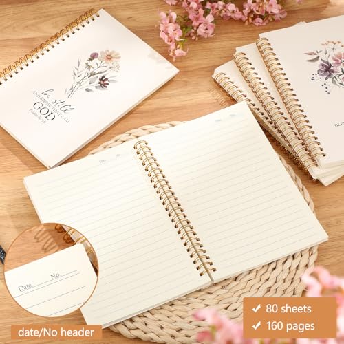 Gueevin 5 Pcs Spiral Notebook, Aesthetic Notepad, Floral, Christian