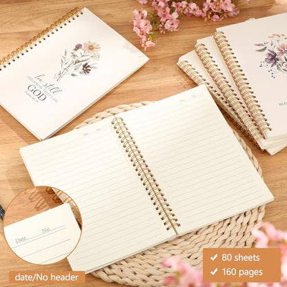 Gueevin 5 Pcs Spiral Notebook, Aesthetic Notepad, Floral, Christian