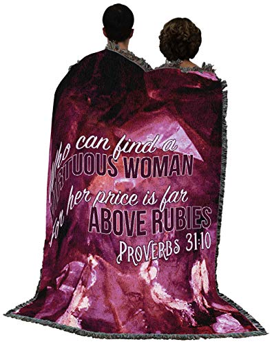 Pure Country Weavers Who Can Find A Virtuous Woman Blanket - Scriptures - Proverbs 31:10 - Religious Gift Tapestry Throw Woven from Cotton - Made in the USA (72x54) - color: Proverbs 31:10, size: 72" x 54"