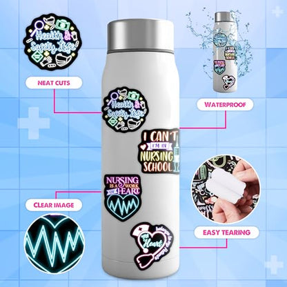 50 Pcs Neon Mental Health Stickers for Water Bottle - color: Non-luminescent-164kshr