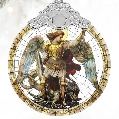 Stained Glass Ornaments, 2026 Christmas Ornament, Christmas Tree Ornament, Heirloom Keepsake, Gift Exchange, Gifts Idea - Archangel Michael - color: Archangel Michael