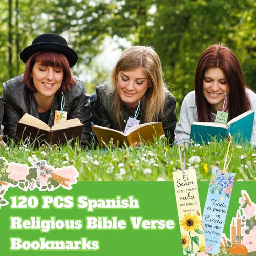 Skyygemm 120 Pcs Christian Spanish Bible Separators with Colored Rope