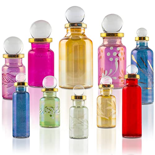 Egyptian Perfume bottles, Empty Glass Mini Bottles for Perfume, Essential Oils or Potion - Set of 30 Decorative Small Vials, Each 2" High (5cm), Assorted Colors - size: Mix Colors-Set of 30