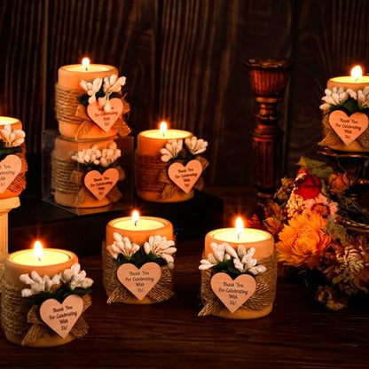 MTLEE 16 Pack Wooden Tealight Candle Holder Kit Guest Gifts, Classic - color: Classic
