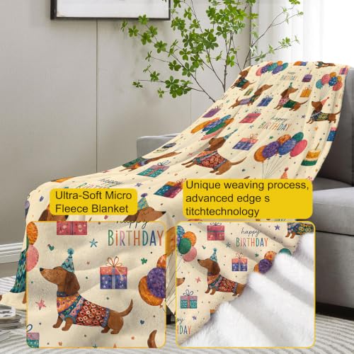 Happy Birthday Dachshund Blanket Gifts for Women Kids - color: Dachshund, size: 40"x50"
