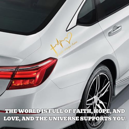 Hope Faith Love Heart Car Decal Stickers, Jesus Cross Vinyl Sticker, Gold - color: Gold