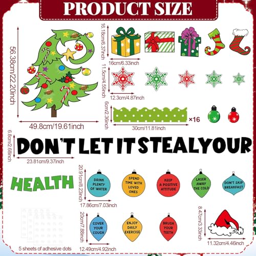Christmas Bulletin Board Decorations Christmas Accents Healthy Habits Cutouts Red Green Xmas Elf Tree Paper Classroom Decors for Winter Holiday School Classroom Chalkboard Wall Decor Supplies - style: Christmas Tree