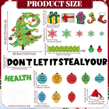 Christmas Bulletin Board Decorations Christmas Accents Healthy Habits Cutouts Red Green Xmas Elf Tree Paper Classroom Decors for Winter Holiday School Classroom Chalkboard Wall Decor Supplies - style: Christmas Tree