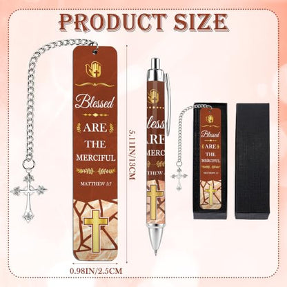 Bible Verse Metal Bookmark Pen Set, Christian Scripture Marker for Women - style: Religious Brown