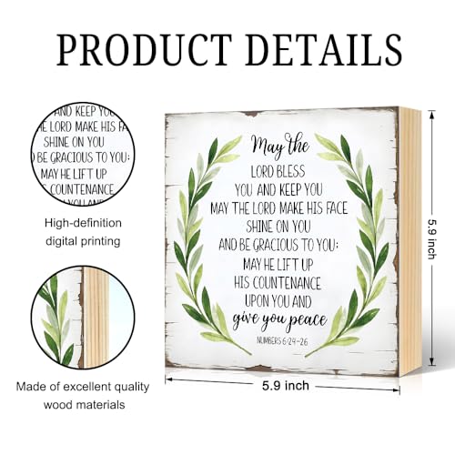 May The Lord Bless You Wood Block Plaque Box Sign 5.9 * 5.9 - color: white022
