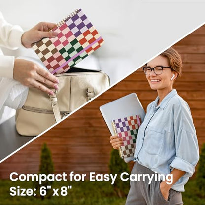 Taja Lined Spiral Journal for Women, A5 Cute Hardcover Notebook for Work - color: C-Checkered