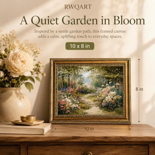 Peaceful garden Canvas Wall Art Framed Vintage Cottage Artwork 10x8 Inch - color: Peaceful garden Canvas 40, size: 10"L x 8"W