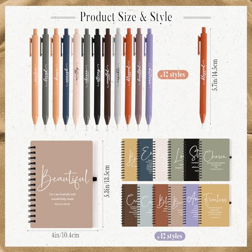 Kosiz 12 Sets Christian Notebook, Bible Study Prayer Pen, Neutral Morandi - color: Neutral Morandi