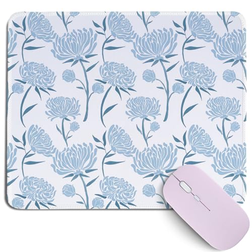 Retro Spring Light Blue White Chinoiserie Chrysanthemum Flower Plants Mouse Pad,Vintage Floral Desk Mat for Office Home Dorm Decor,Summer Floral Desk Pad for Computers Laptop,10.2x8.2Inch - color: Hydrangea