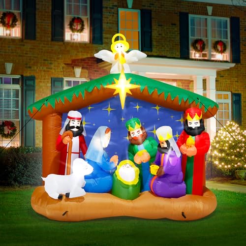 8FT Christmas Inflatables Nativity Scene, Blow Up Christmas Outdoor Decor